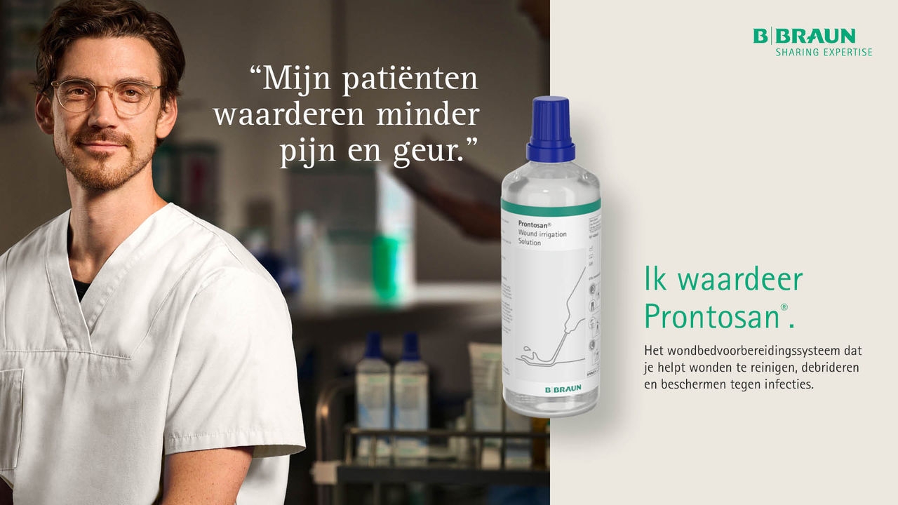 wondverpleegkundige is tevreden omdat prontosan wondspoelvloeistof helpt geur en pijn te verminderen