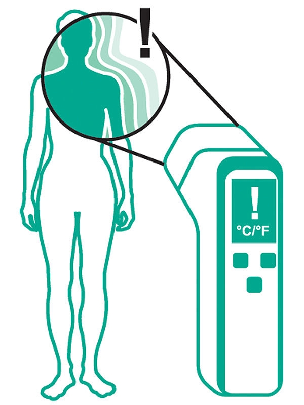 Persoonpictogram met een thermometer die een ernstige systemische infectie voorstelt.